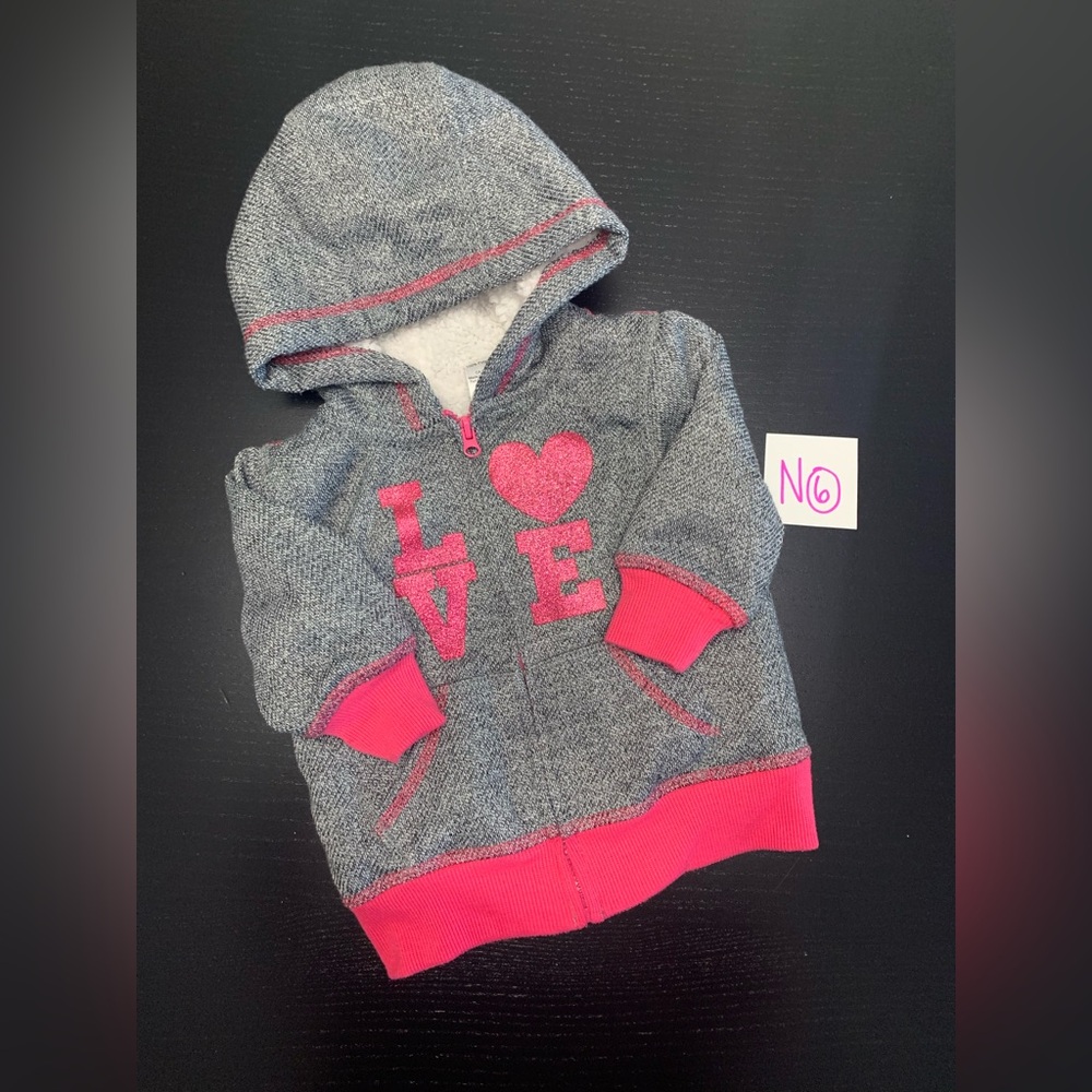 ⭐️2/$5.00⭐️ George 3-6m Grey Hoodie with Pink Accents